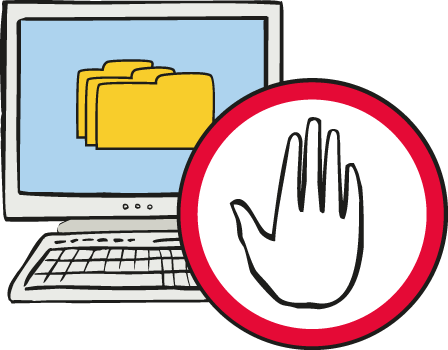 Datenschutz Man darf nicht an die Sachen in dem Computer.